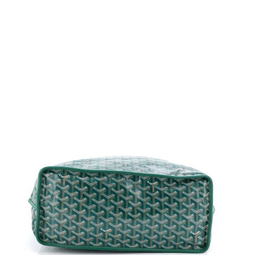 Pre-owned Goyard Goyard Anjou Reversible Tote Coated Canvas Pm In Green