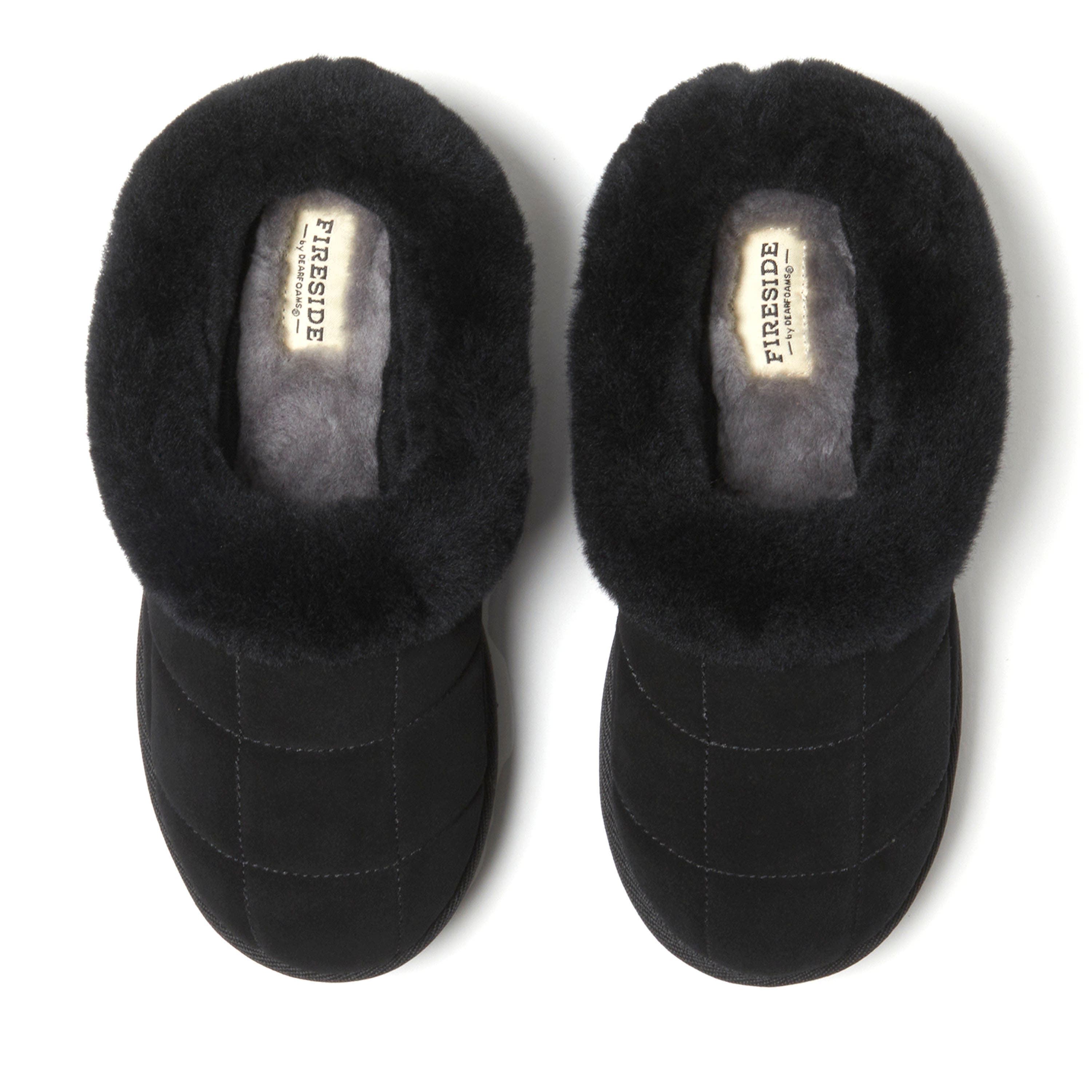 DEARFOAMS Fireside Bendigo Genuine Shearling Quilted Platform Clog Slipper, Alternate, color, Black