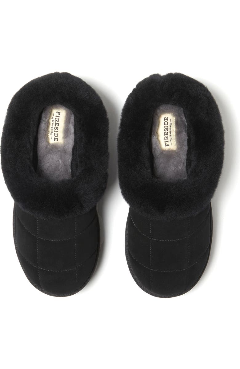 DEARFOAMS Fireside Bendigo Genuine Shearling Quilted Platform Clog Slipper, Alternate, color, Black
