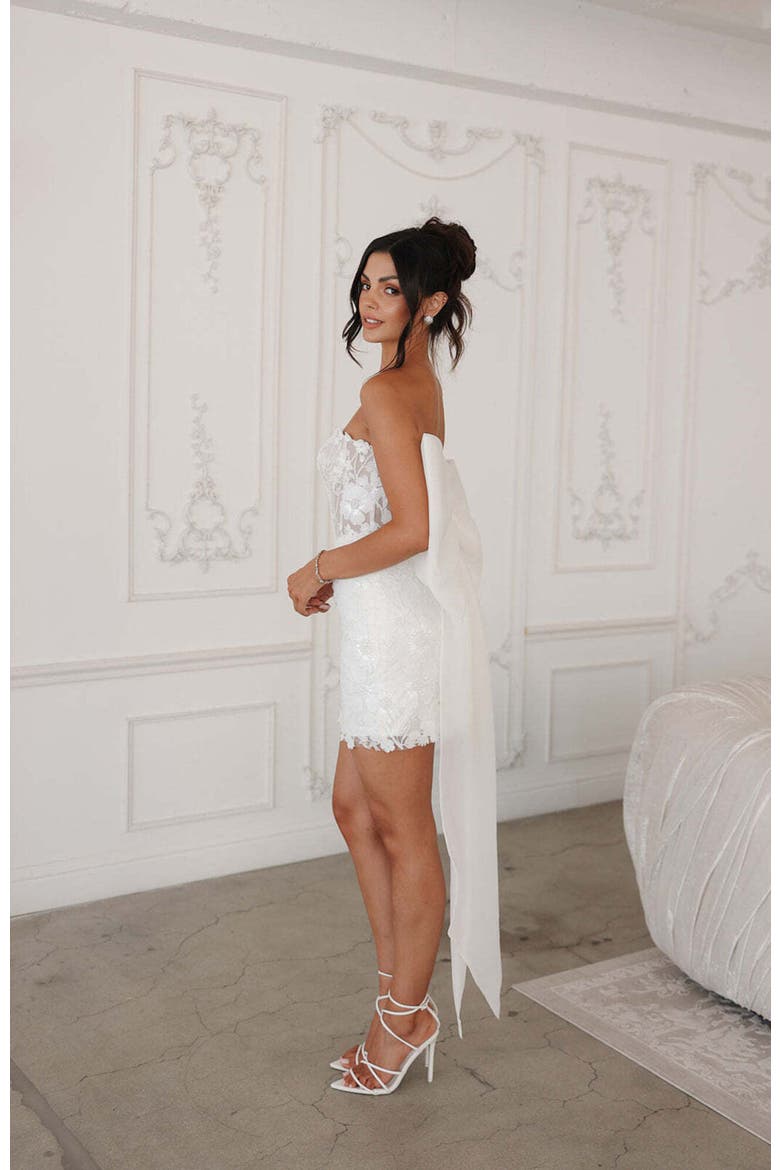 Rosalie Bow Mini Dress, Alternate, color, Ivory