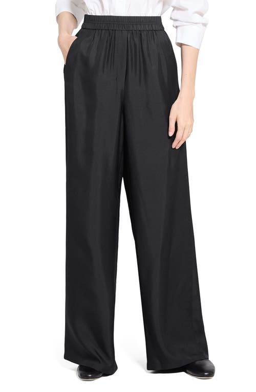 Theory Wide Leg Silk Pants In White