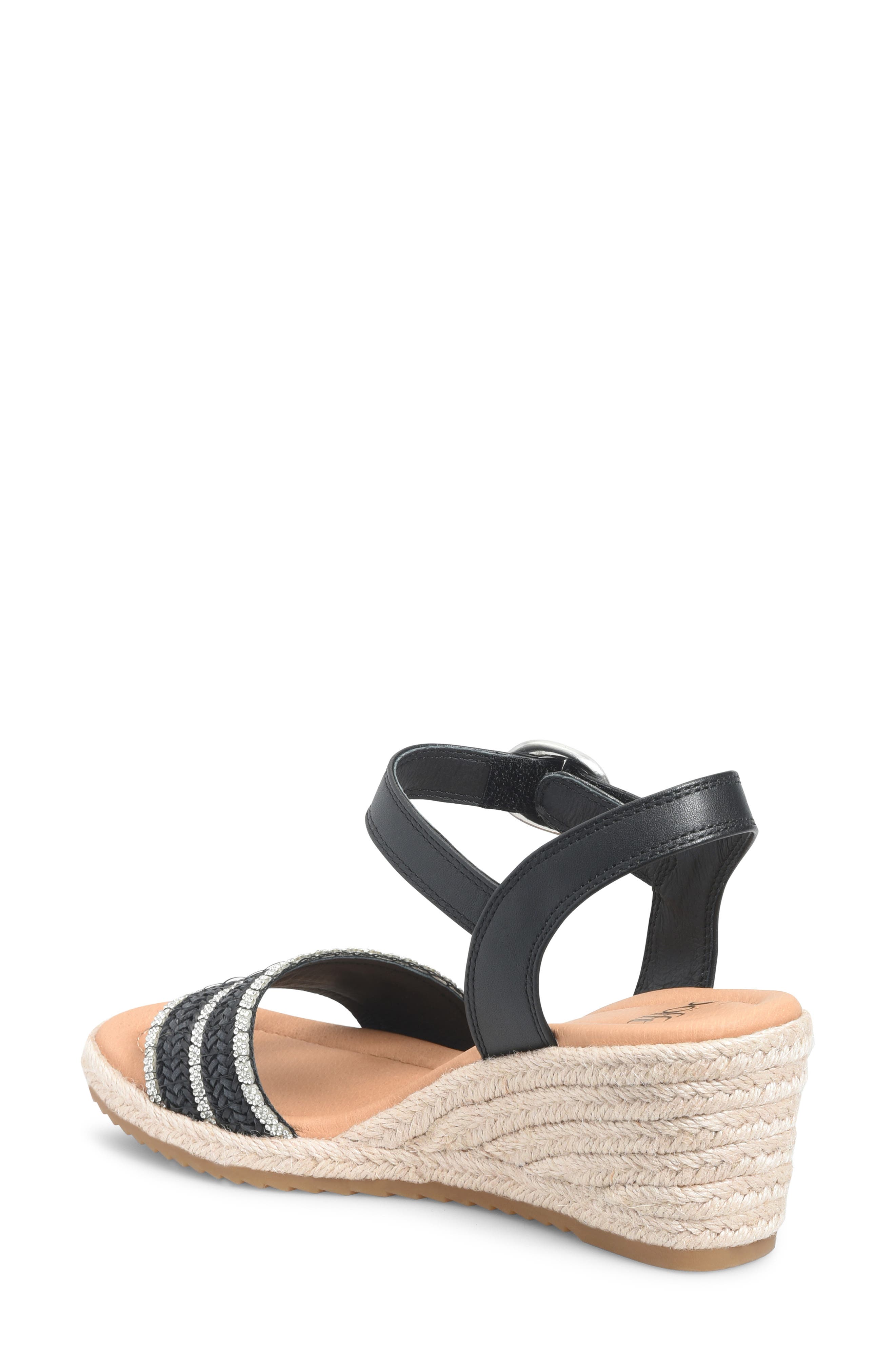 Söfft Inez II Espadrille Ankle Strap Platform Wedge Sandal, Alternate, color, Black