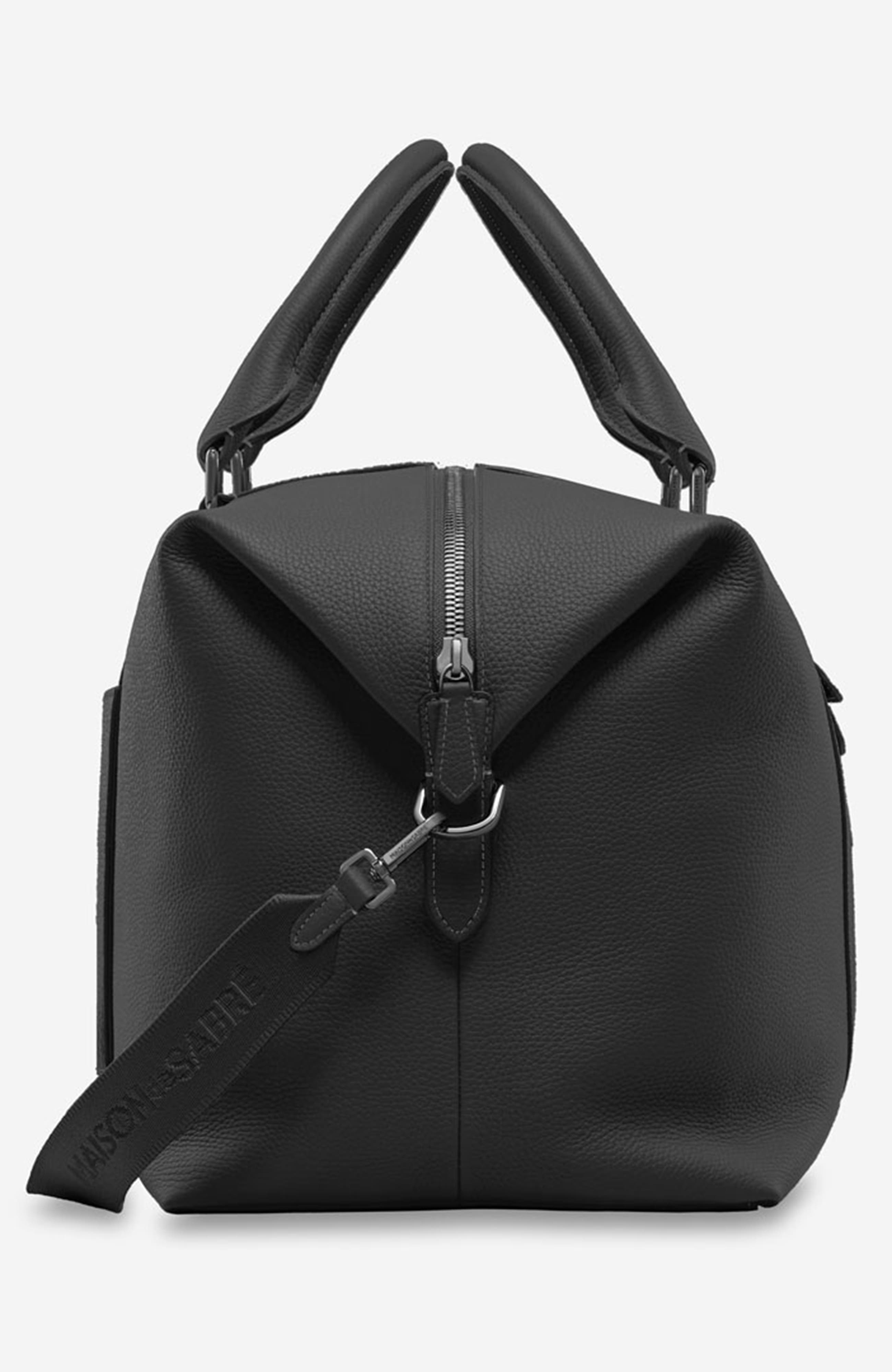 MAISON de SABRÉ Leather Duffle Bag, Alternate, color, Black Caviar