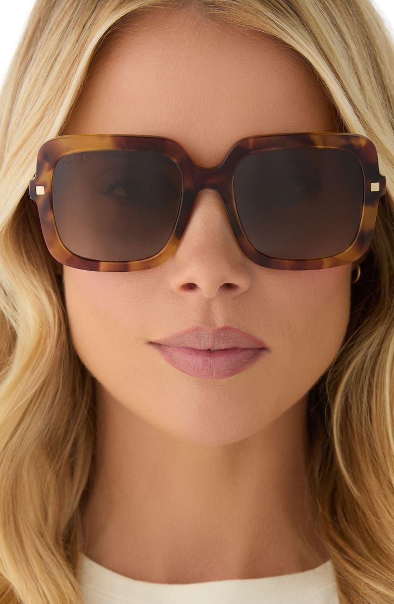 DIFF Sandra 54mm Polarized Square Sunglasses, Alternate, color, Brown Fleur / Brown Gradient