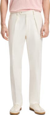 BOSS Pleated Cotton Stretch Twill Dress Pants