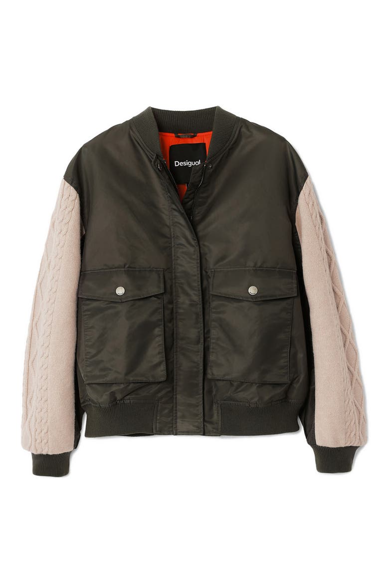 Bucharest Mix Media Bomber Jacket, Alternate, color, GREEN