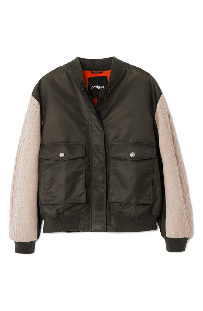 Desigual Bucharest Mix Media Bomber Jacket, Alternate, color, 
