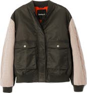 Desigual Bucharest Mix Media Bomber Jacket