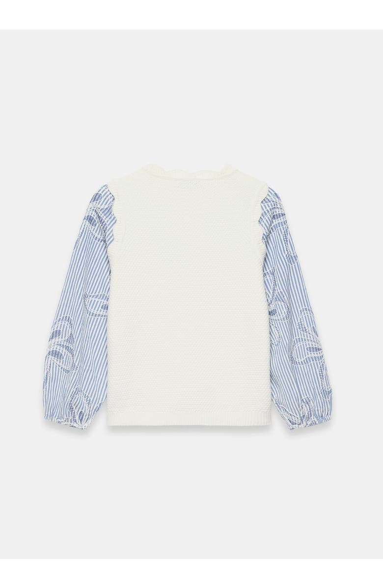 MINT VELVET Cotton Blend Striped Layered  Sweater, Alternate, color, Open White