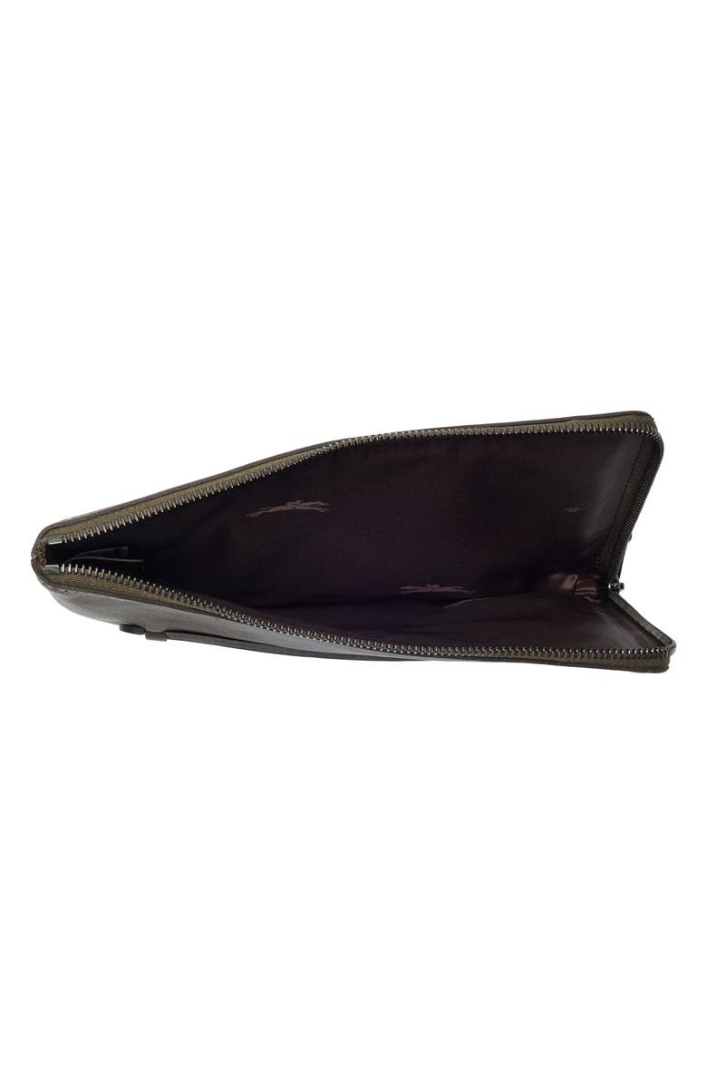 Longchamp Leather Card Case, Alternate, color, Khaki