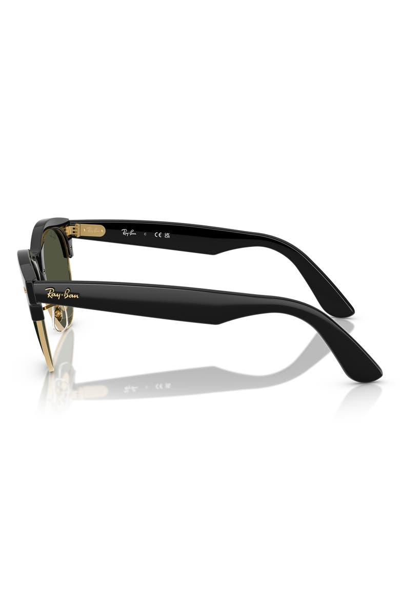 Ray-Ban Clubmaster Way 54mm Square Sunglasses, Alternate, color, Black And Gold