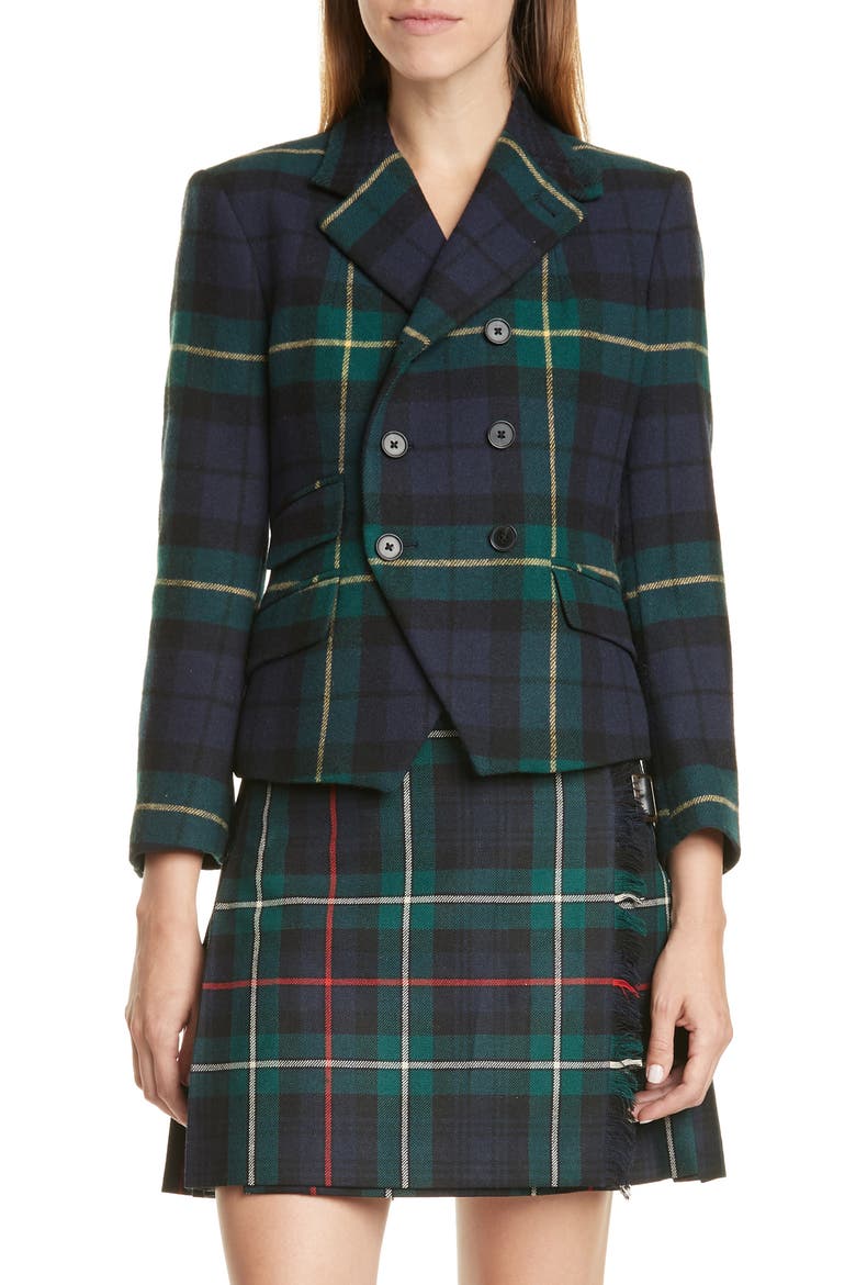 Kirra Tartan Wool Blend Blazer, Main, color, BLUE PLAID