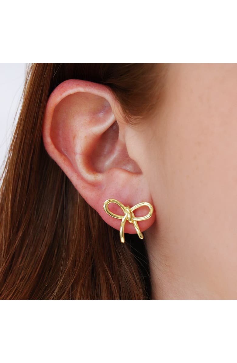 The Lovery Fine Jewelry Loopy Bow Stud Earrings, Alternate, color, Gold-Plated Sterling Silver
