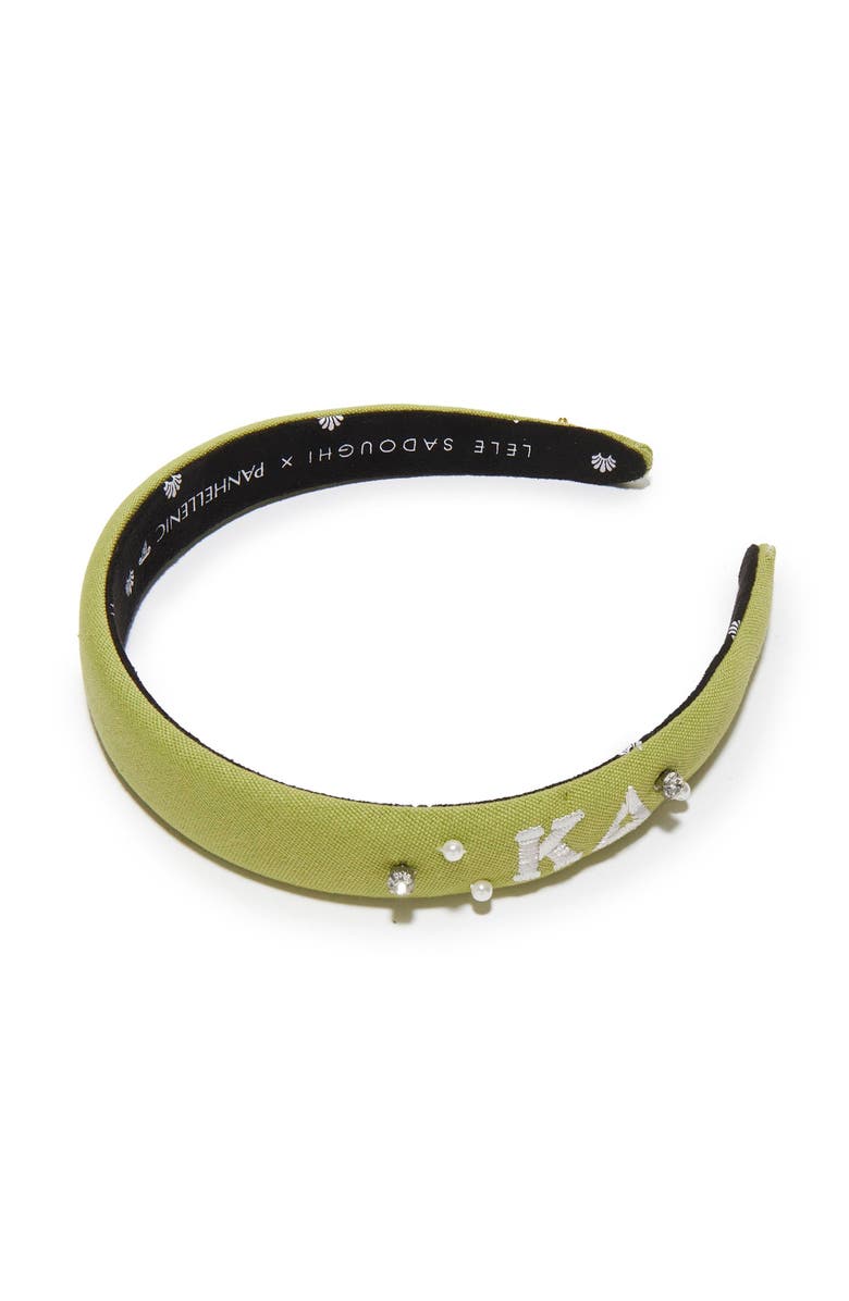 Lele Sadoughi Kappa Delta Charlotte Headband, Main, color, Olive 300