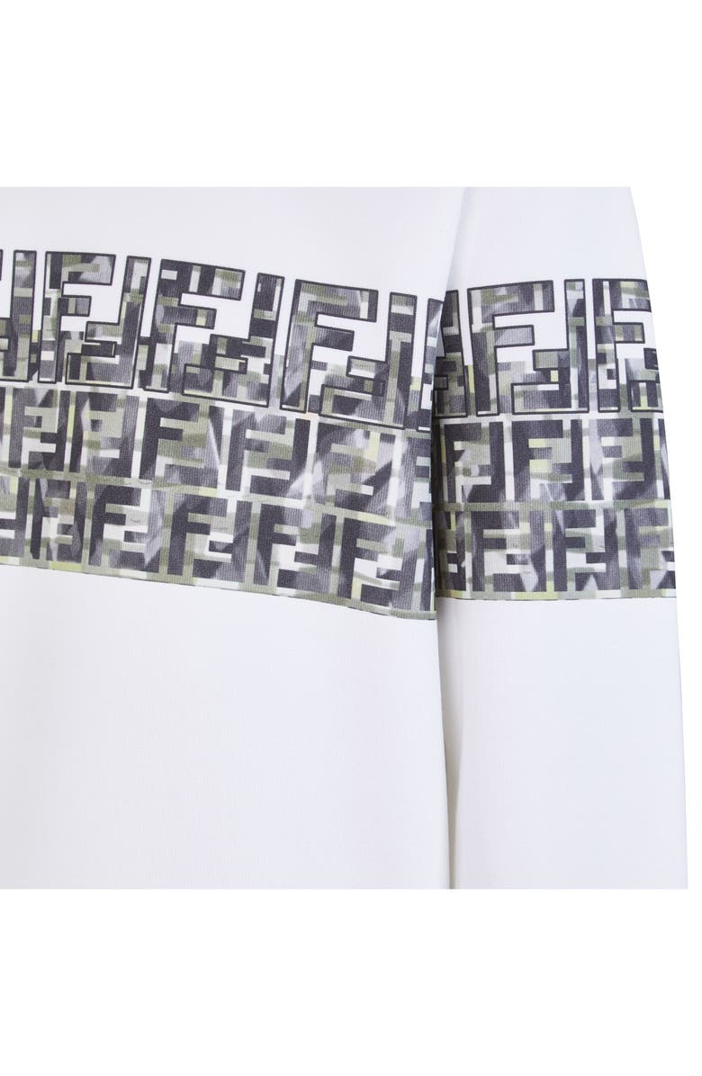 Fendi Camouflage FF Stripe Crewneck Sweatshirt, Alternate, color,