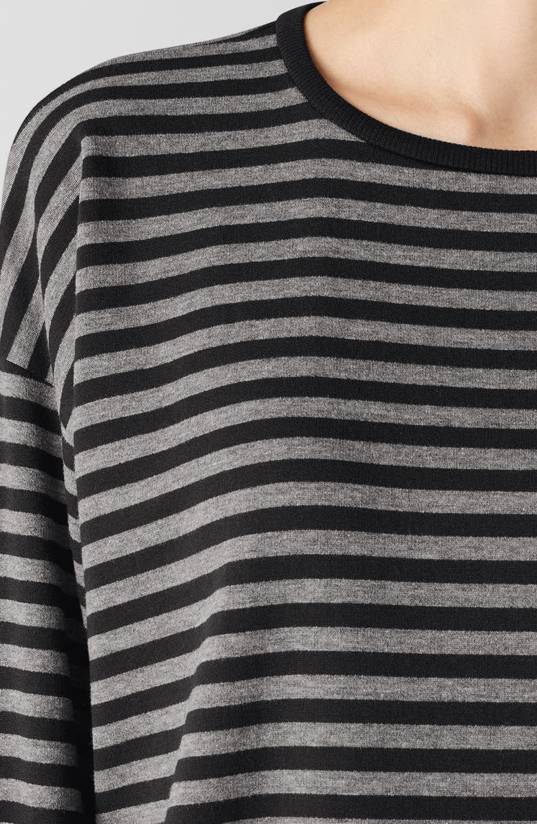 Eileen Fisher Stripe Long Sleeve Crewneck Top, Alternate, color, 