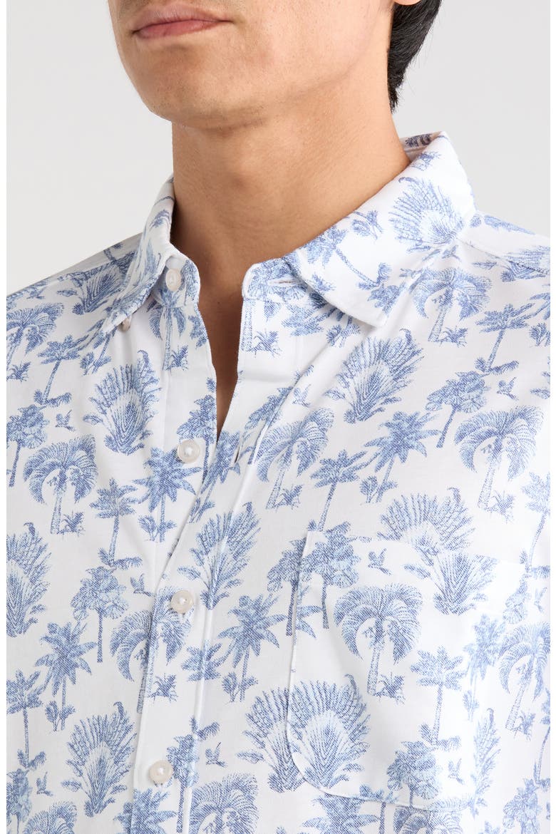 San Lucio Island Tapestry IslandZone® Knit Short Sleeve Cotton Blend Button-Up Shirt, Alternate, color, COBALT SEA