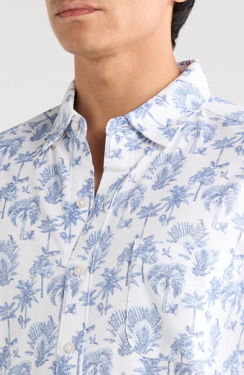 Tommy Bahama San Lucio Island Tapestry IslandZone<sup>®</sup> Knit Short Sleeve Cotton Blend Button-Up Shirt, Alternate, color, Cobalt Sea