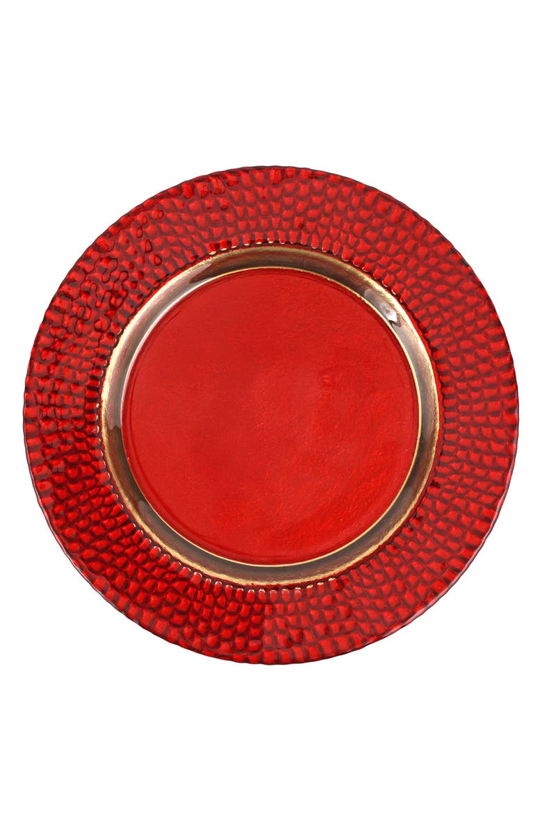 VIETRI Pelli Glass Red Salad Plate, Main, color, Red