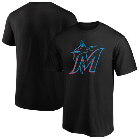 Men's Profile  Black Miami Marlins Big & Tall Distressed Logo T-Shirt