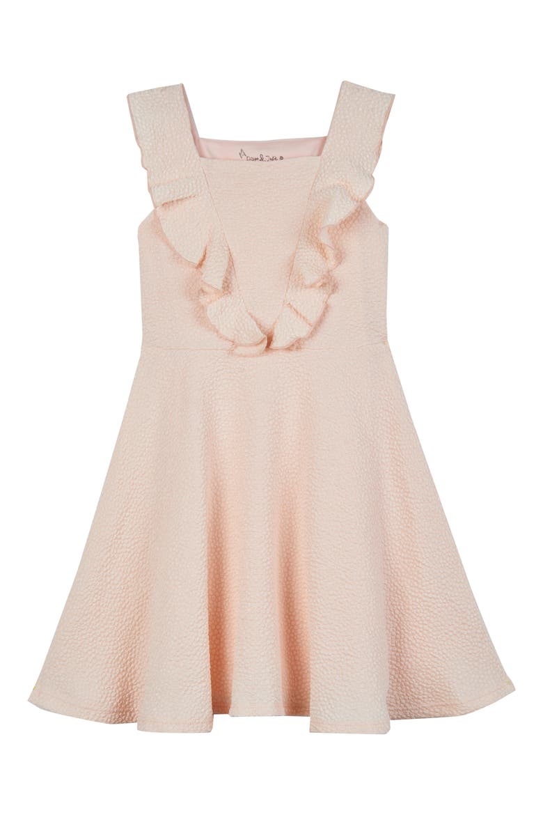 Pebble Flutter Sleeve Dress, Main, color, PEACH