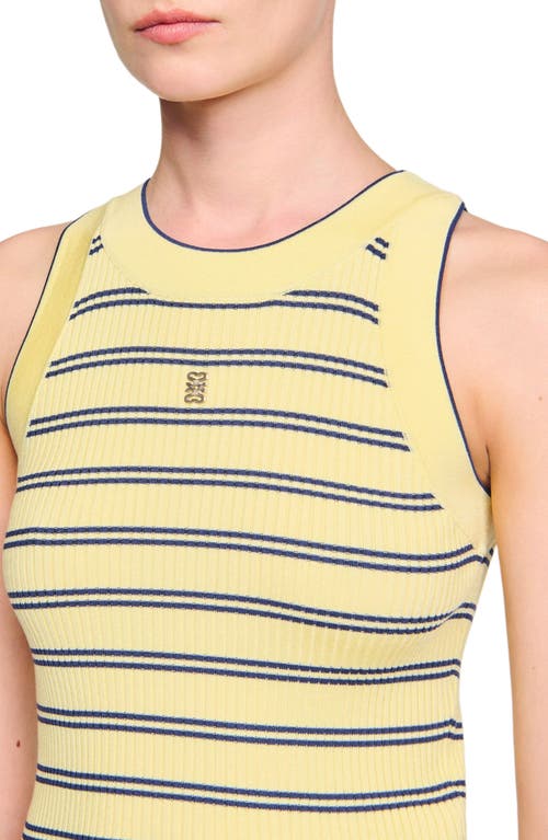 Sandro Striped Knit Vest Top In Yellow