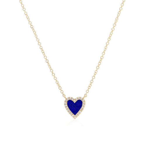 The Lovery Fine Jewelry Mini Lapis Diamond Halo Heart Necklace In Blue