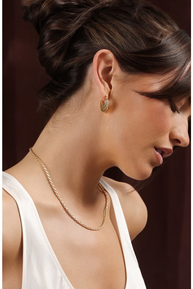 Round 3D Hoop Earrings, Alternate, color, GOLD