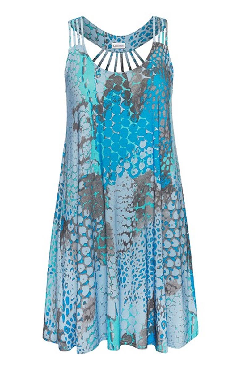 LASCANA Women's Strappy Detail Dress, Alternate, color, Blue Multi