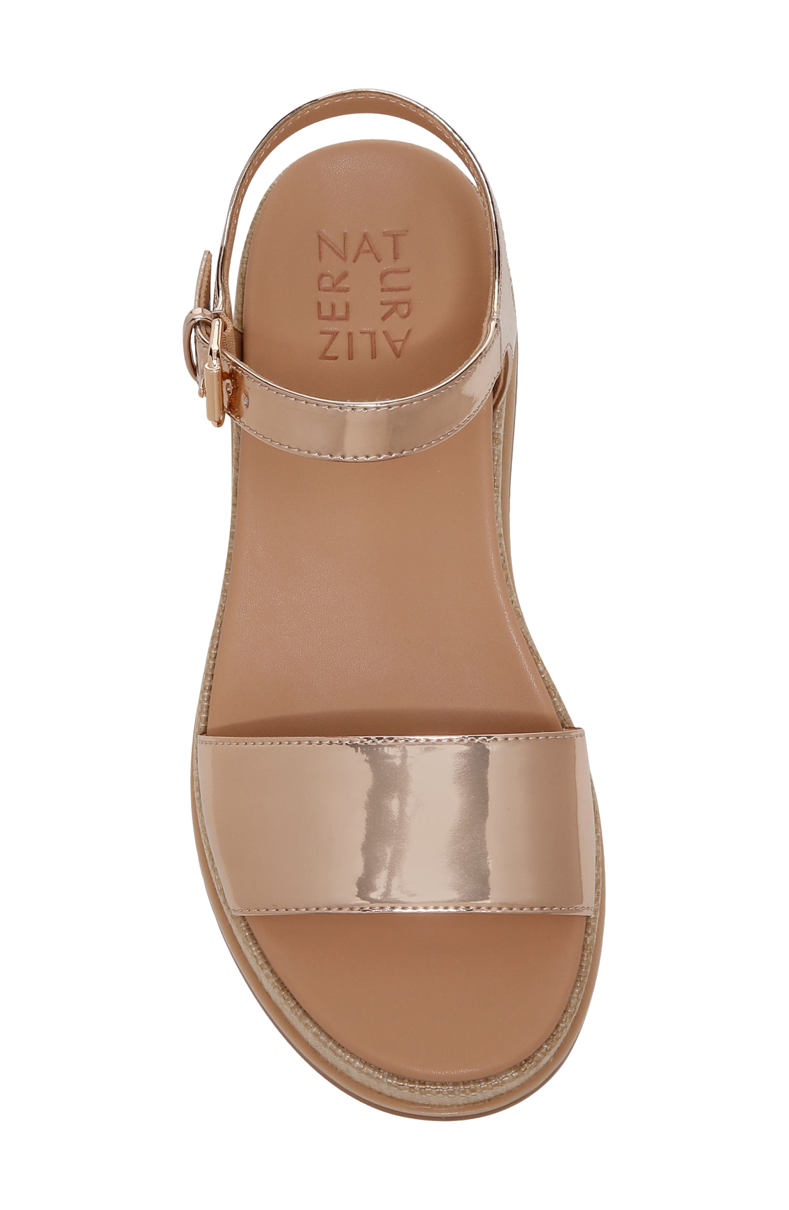 Naturalizer Zane Ankle Strap Platform Sandal, Alternate, color, Rose Gold Faux Leather