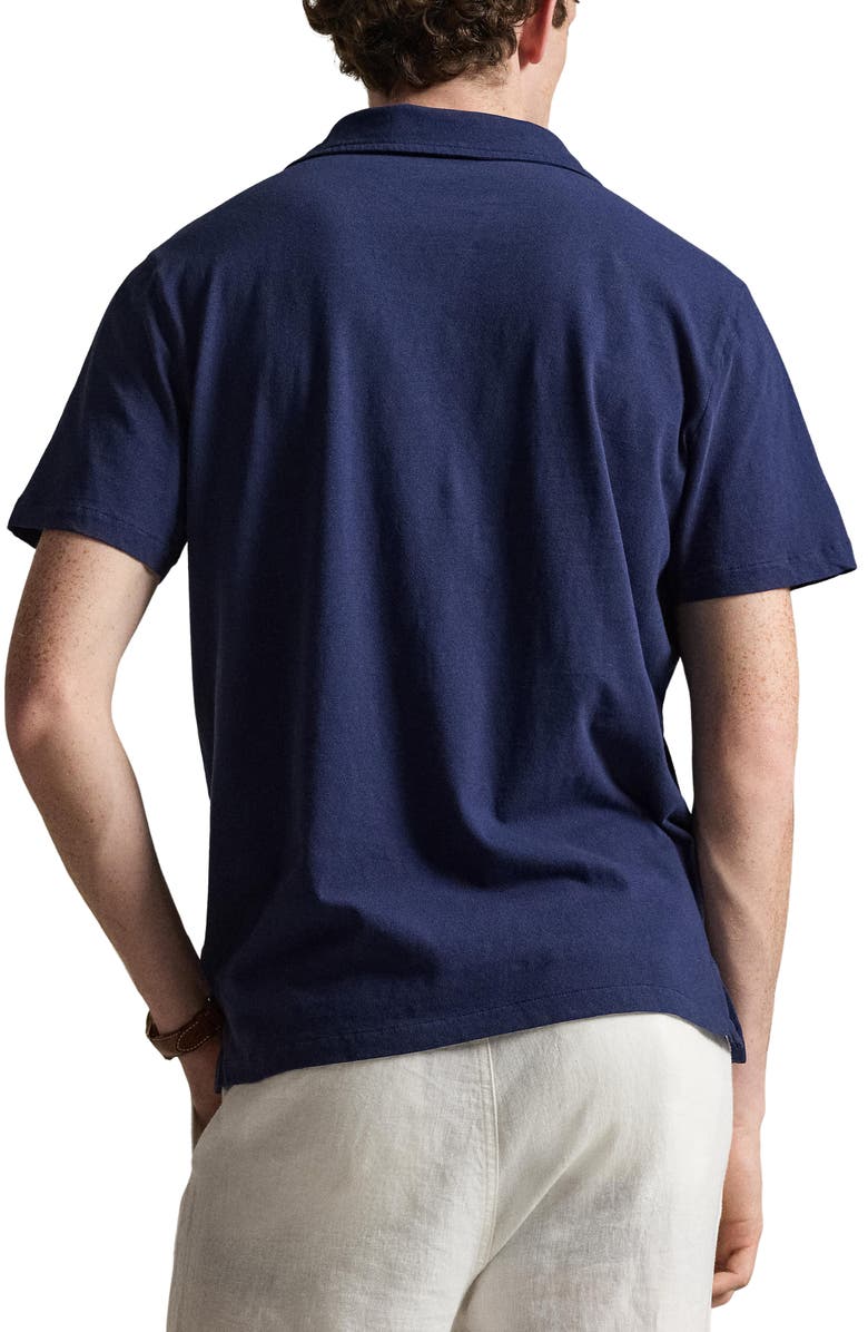 Polo Ralph Lauren Johnny Collar Cotton & Linen Pocket Polo, Alternate, color, Newport Navy