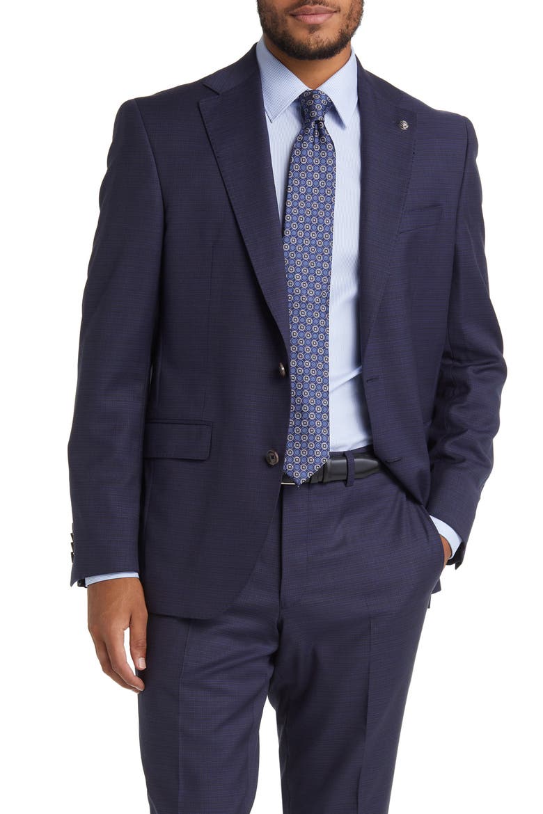 Esprit Navy Slub Wool Suit, Alternate, color, NAVY