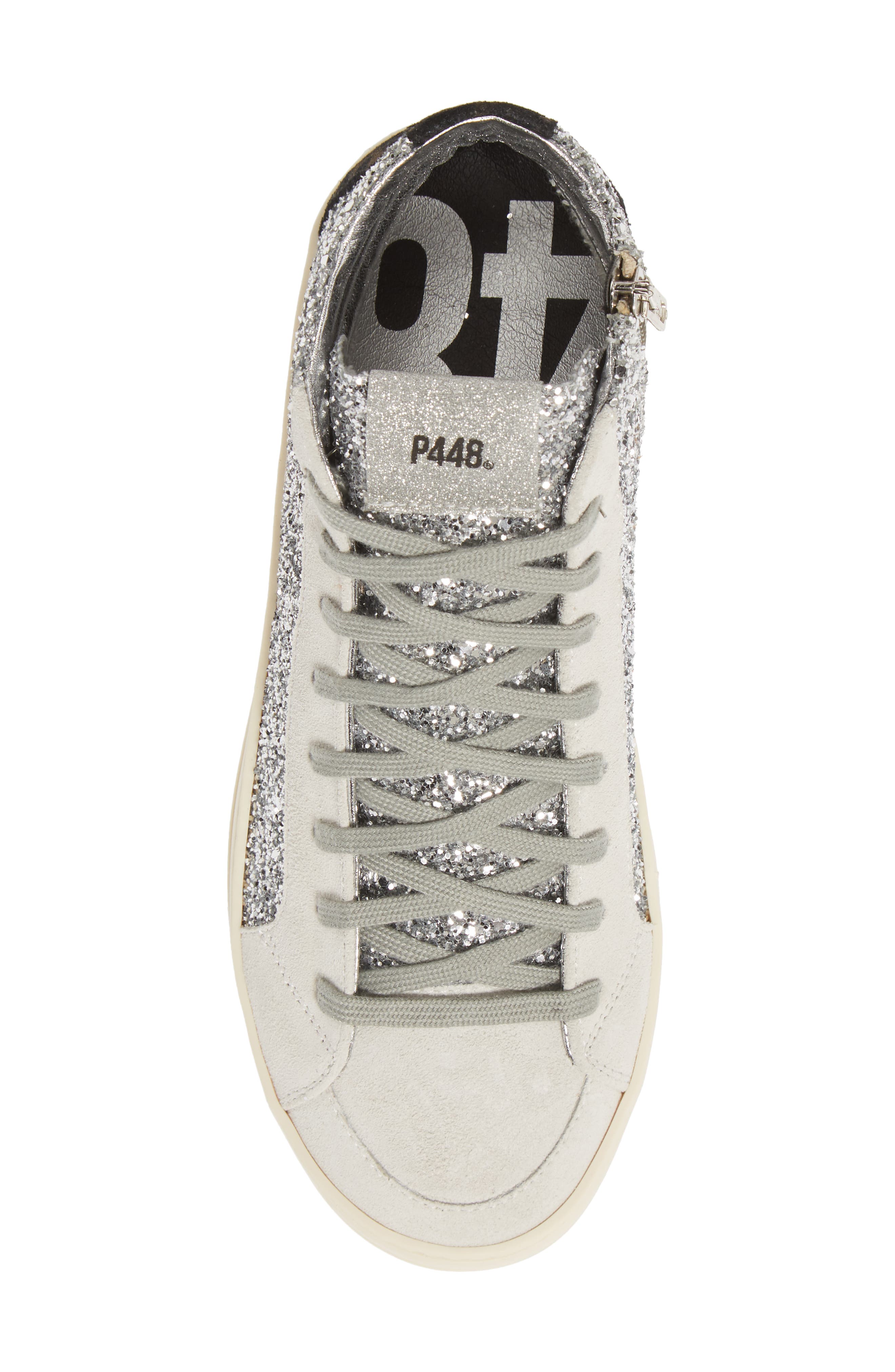 Skate Glitter High Top Sneaker, Alternate, color, SILVER GLITTER/ LEOPARD