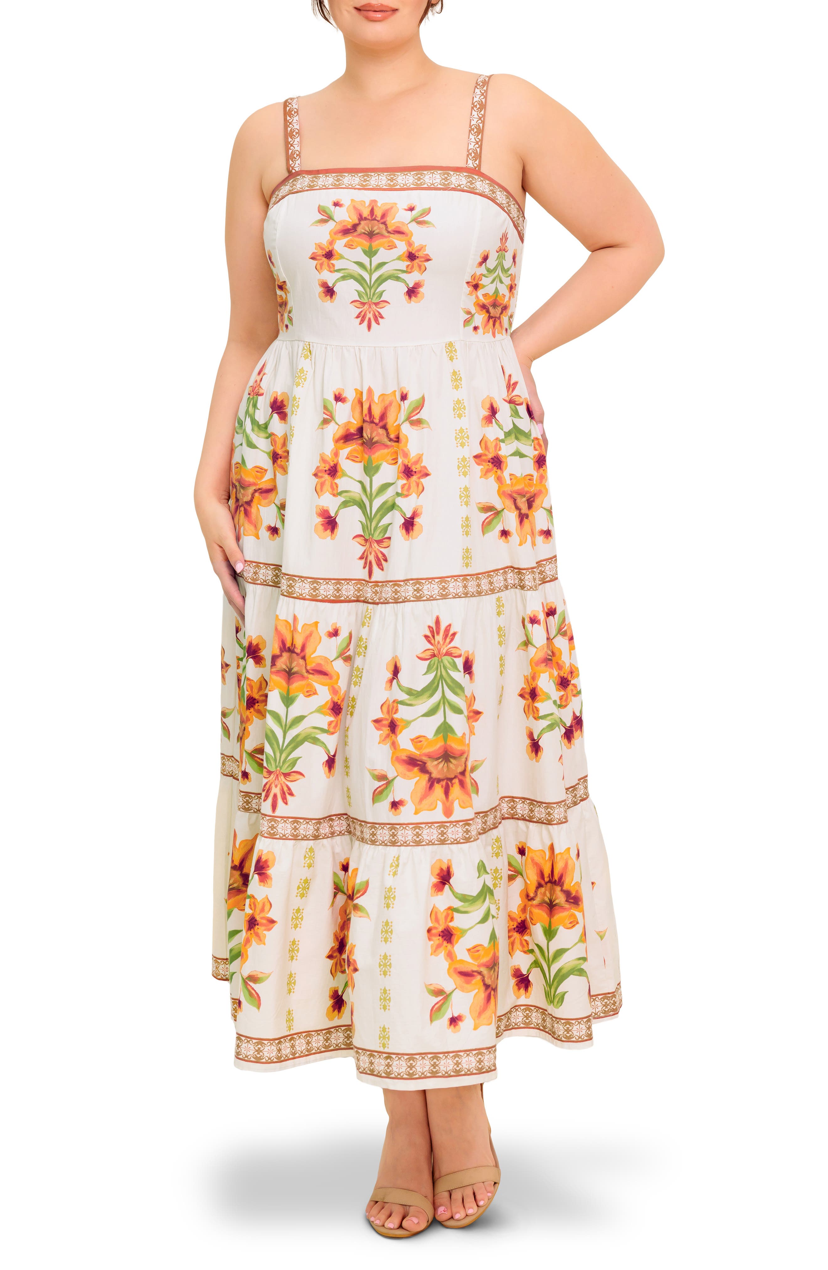 FLYING TOMATO Floral Tiered Maxi Dress