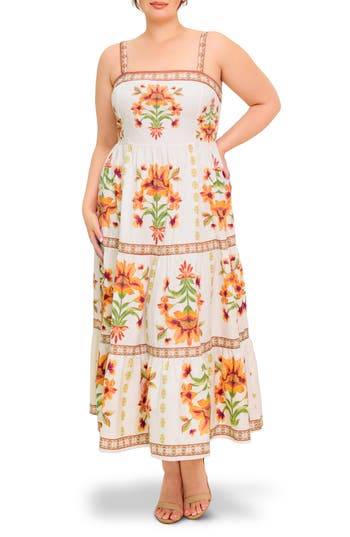 Flying Tomato Floral Tiered Maxi Dress In Multi