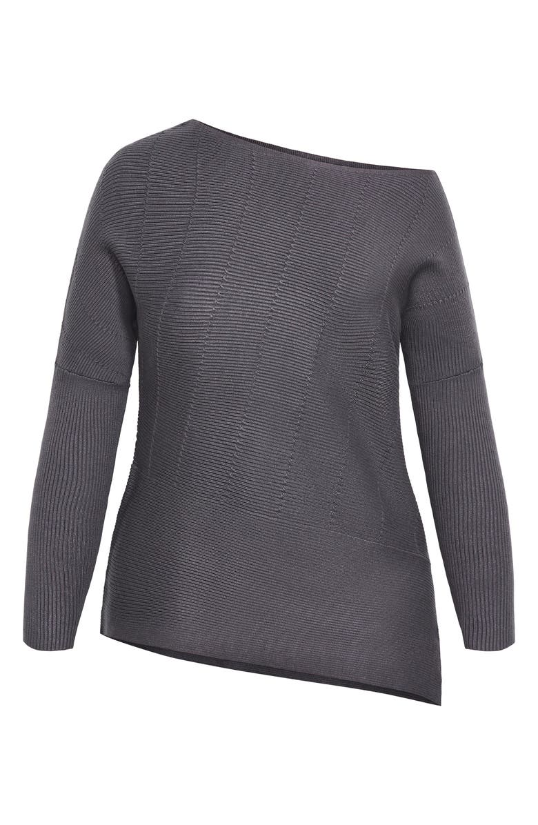 City Chic Madeleine Off-the-Shoulder Knit Top, Alternate, color, Smoke