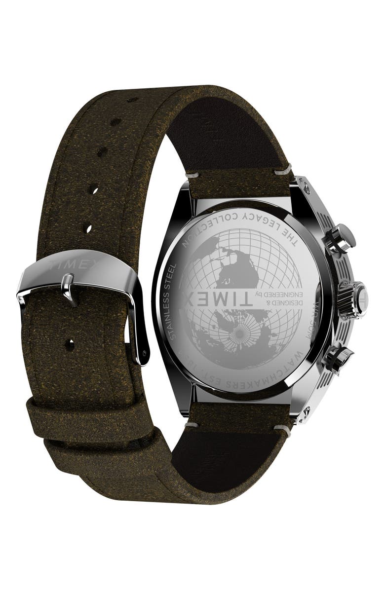 Timex<sup>®</sup> Legacy Tonneau Chronograph Leather Strap Watch, 42mm, Alternate, color, 