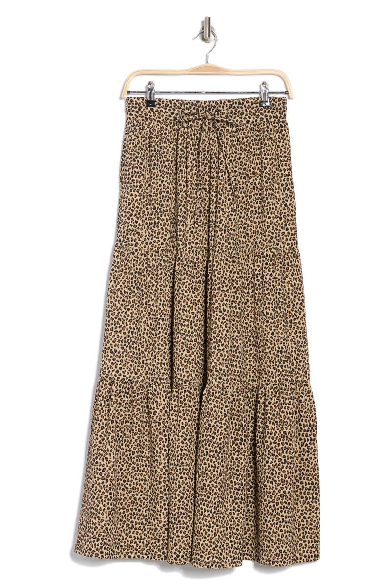 Caslon<sup>®</sup> Tiered Drawstring Maxi Skirt, Alternate, color, Tan Shore Micro Animal
