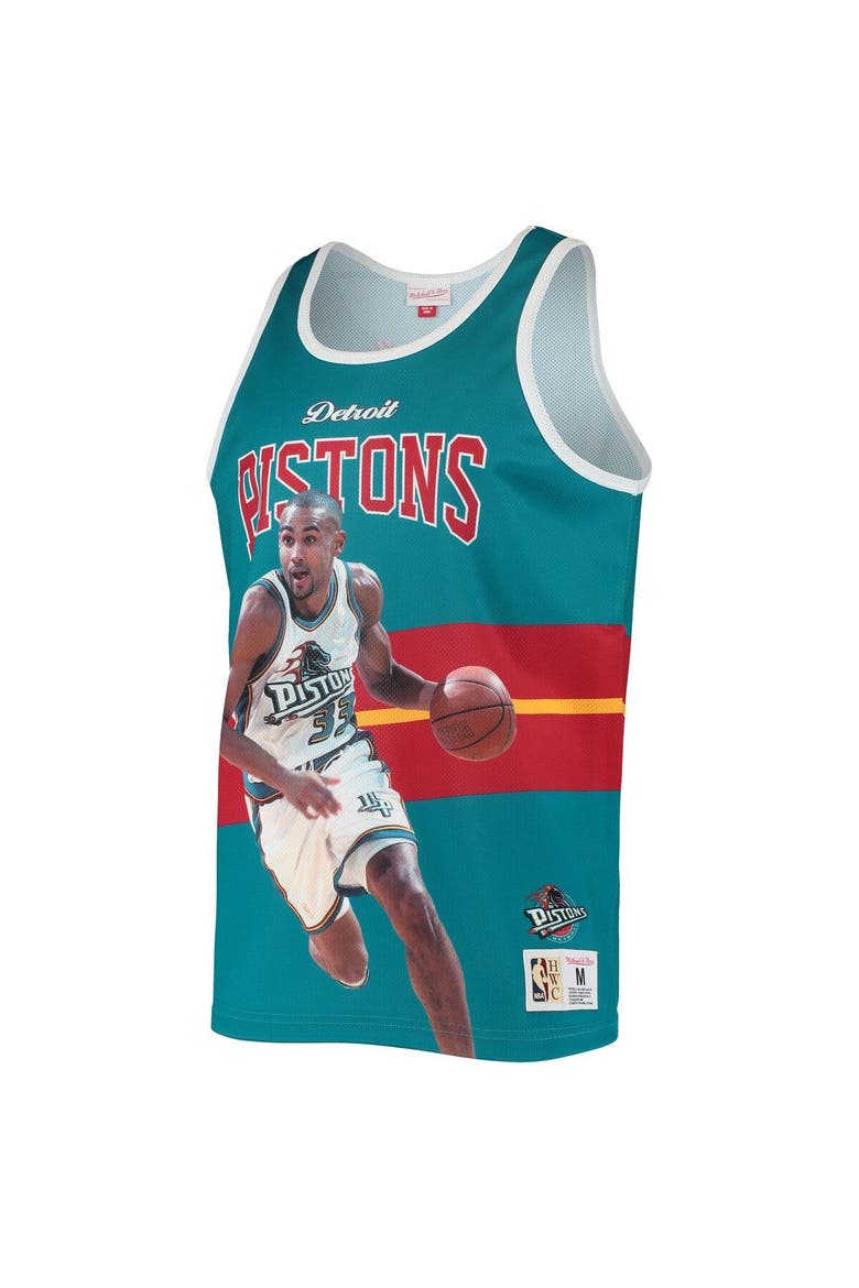 Men's Mitchell & Ness Grant Hill Teal Detroit Pistons Hardwood Classics Player Tank Top, Alternate, color, Teal