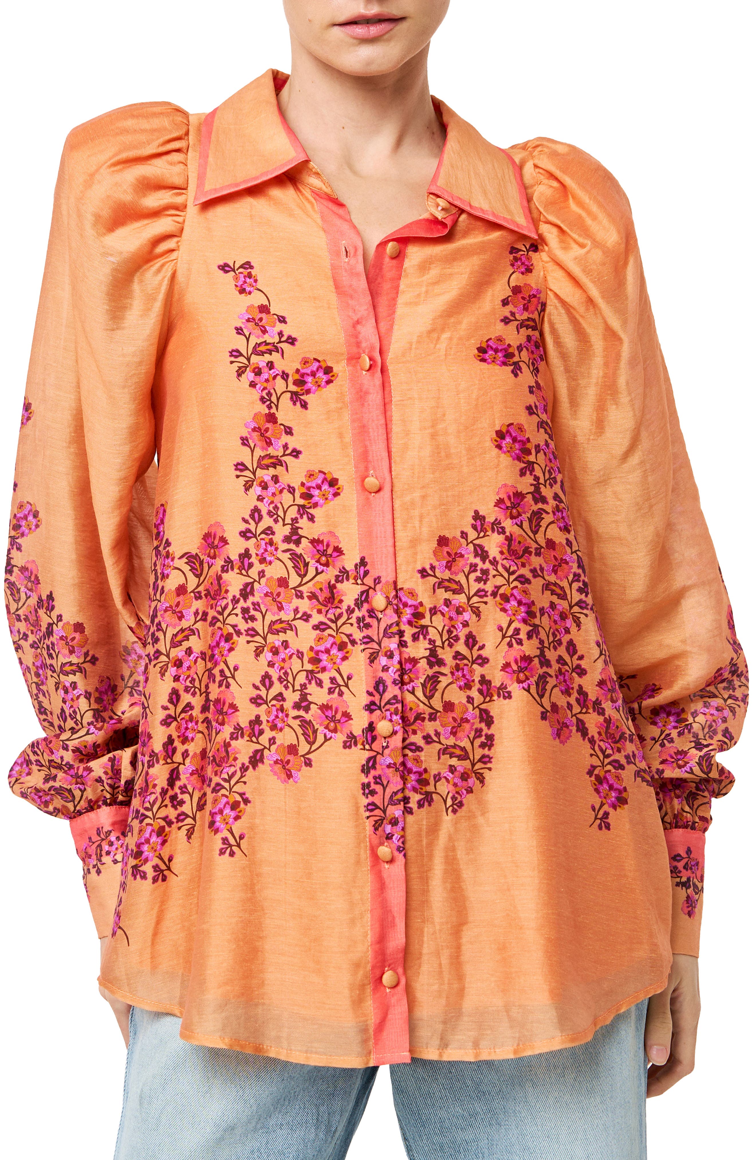 CIEBON Valerie Embroidered Puff Shoulder Shirt
