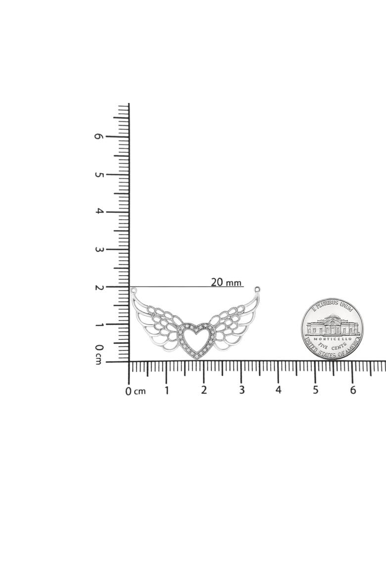 .925 Sterling Silver Pave-Set Diamond Accent Fairy Wing Heart Pendant Necklace, Alternate, color, White