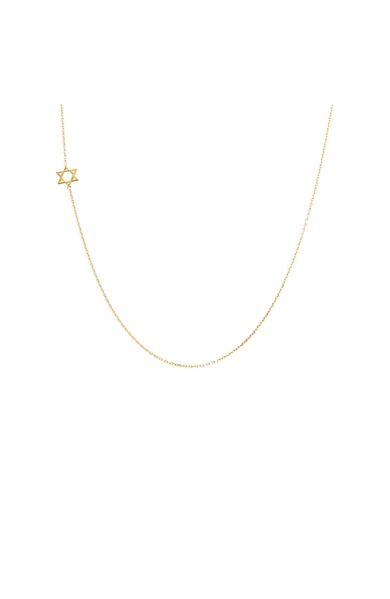 BY ADINA EDEN Solid Sideways Star of David Necklace 14K, Main, color,