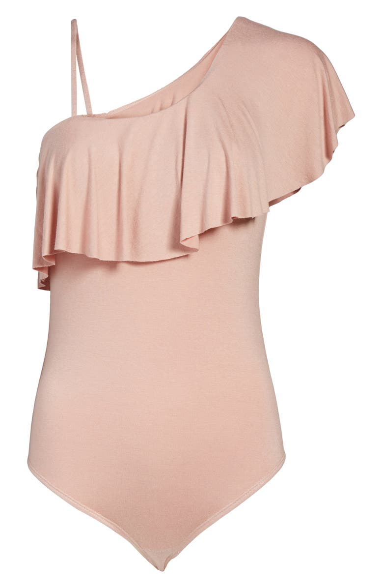 Socialite Ruffle One-Shoulder Bodysuit, Alternate, color,