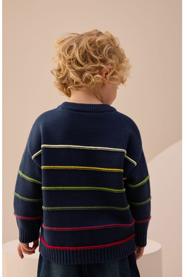 Kids' Colorblock Stripe Sweater, Alternate, color, NAVY