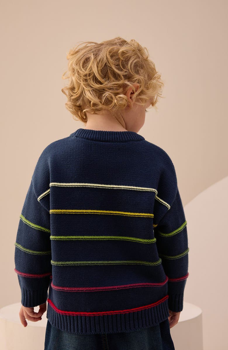 NEXT Kids' Colorblock Stripe Sweater, Alternate, color, Navy