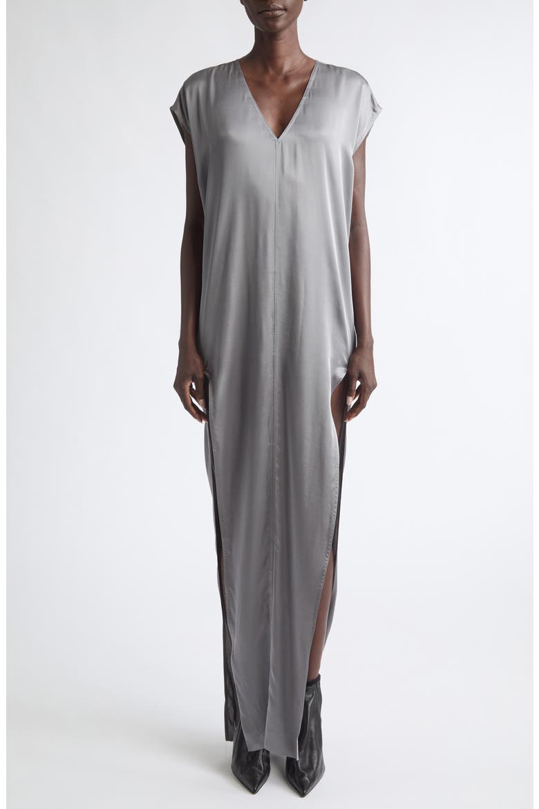 Arrowhead Satin Shift Gown, Alternate, color, STEEL