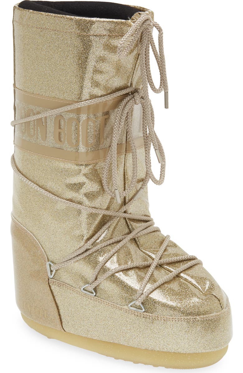 Moon Boot<sup>®</sup> Kids' Metallic Glitter Icon Water Repellent Moon Boot<sup>®</sup>, Main, color,
