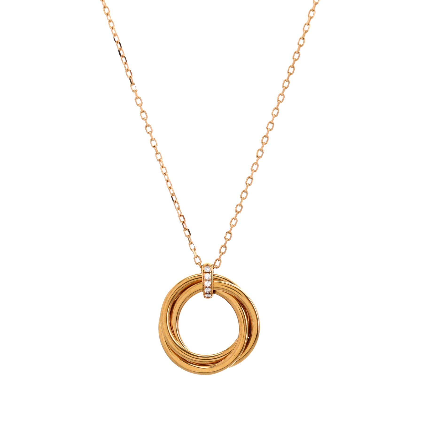 Trinity Pendant Necklace 18K Yellow Gold and Diamonds, Main, color, Metallic Gold