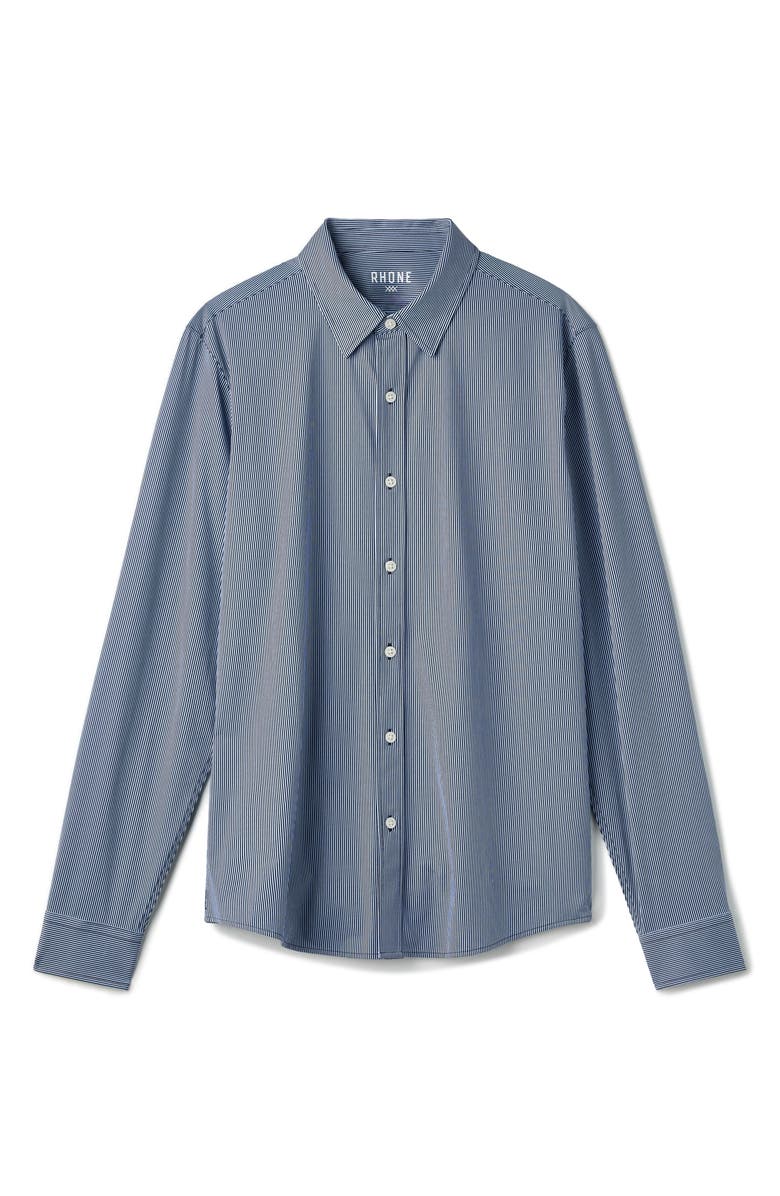 Rhone Commuter Slim Fit Stripe Shirt, Alternate, color, Navy/ Light Blue Stripe
