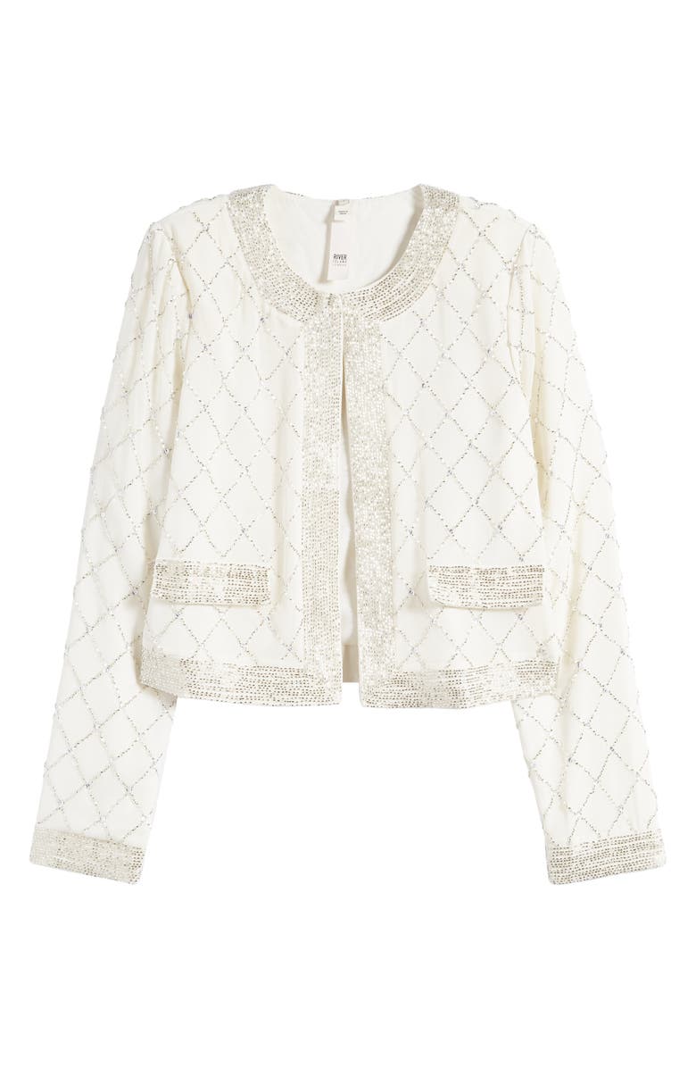 River Island Pearl Bead Embellished Knit Jacket, Alternate, color,